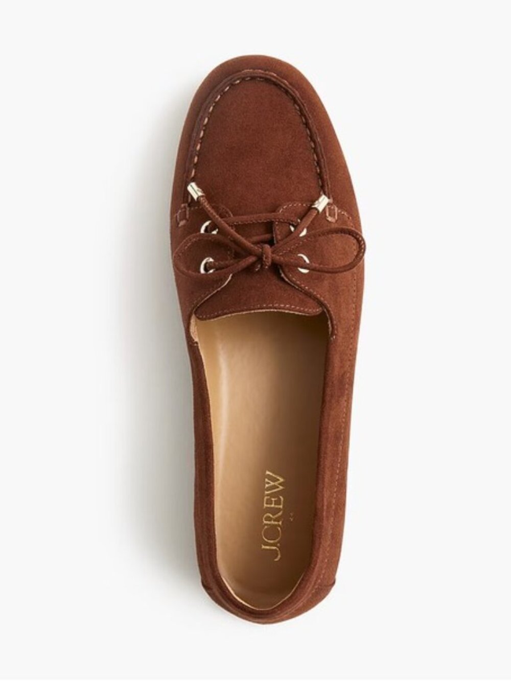J.Crew Brown Suede Driving Loafers Gold Hardware Lace Up Moccasins NWT